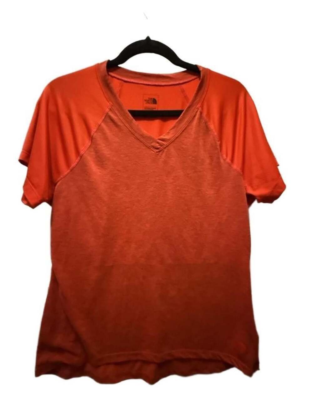 The North Face FlashDry V-Neck Shirt Size L Orange Athletic Short Sleeve
